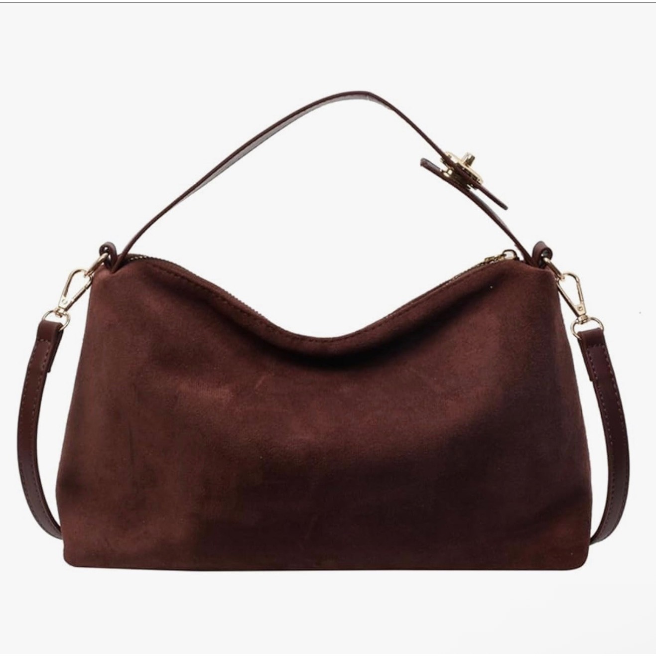 8 Other Reasons Bag Suede Brown Shoulder Bag Hobo Crossbody Gold Hardware